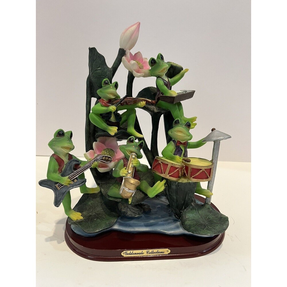 Frogs Musicians Figurine Goldenvale Collection Frog Band Piano Drum Guitar 10’